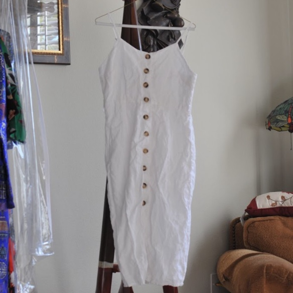 White button up dress